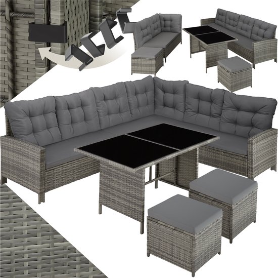 Productfoto van tectake wicker zitgroep Barletta grijs/beige