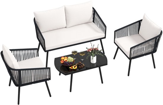 Productfoto van Costway rotan tuinmeubelset met kussens